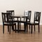 Baxton Studio Elodia Modern and Contemporary Transitional Dark Brown Finished Wood 5-Piece Dining Set 177-11377-10898-Zoro - alternate 3